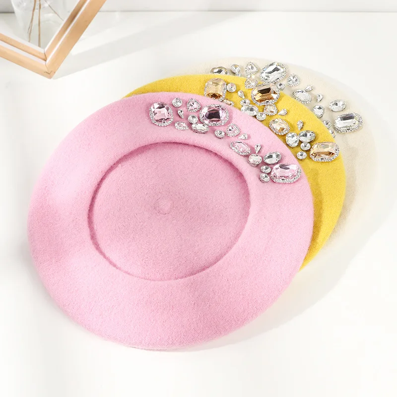 Stunning Rhinestone Wool Beret - Beret French Wool reseña y precio