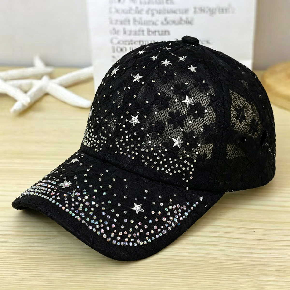 Shiny Rhinestone Lace Flower B - Baseball Cap Structured reseña y precio