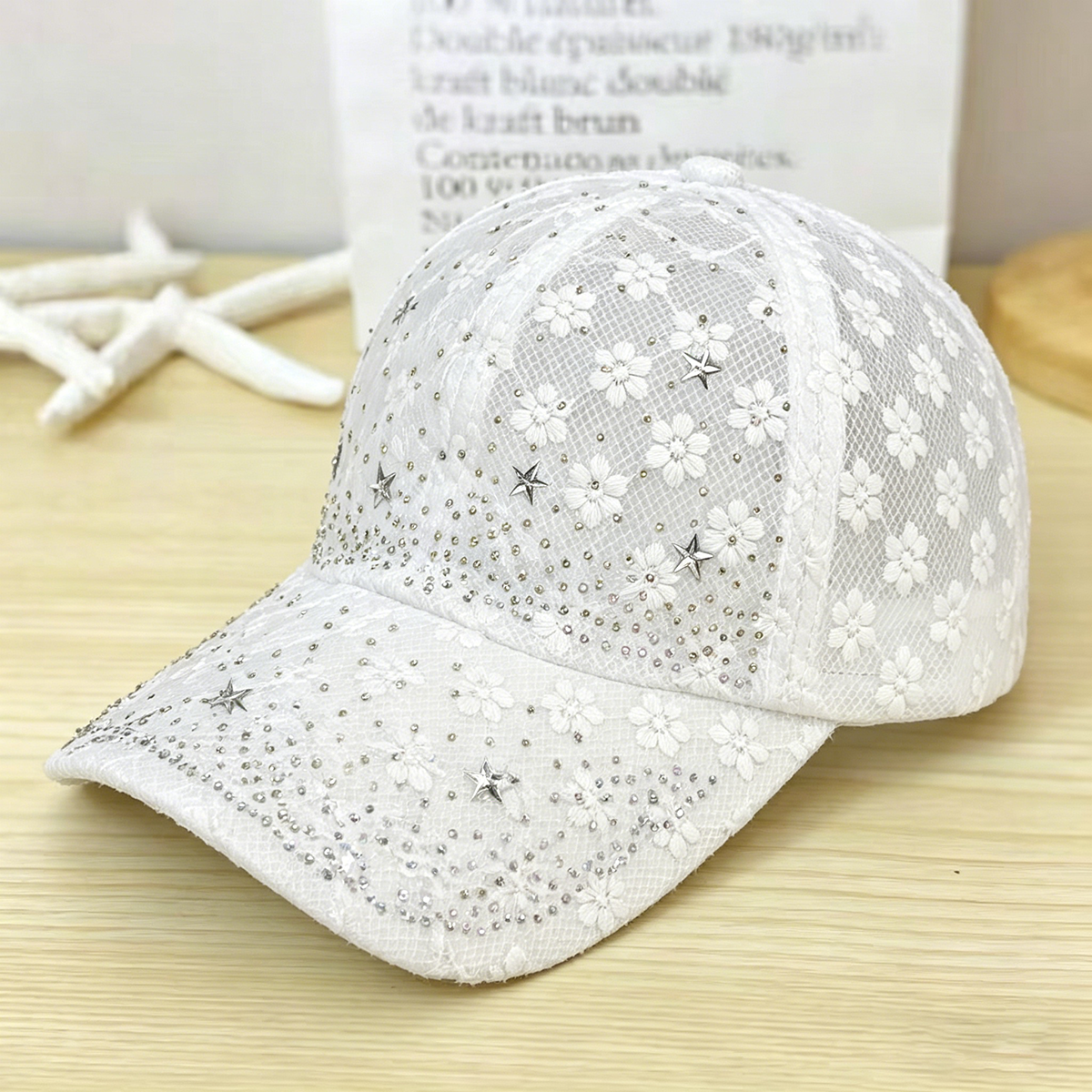 Shiny Rhinestone Lace Flower B - Baseball Cap Structured reseña y precio