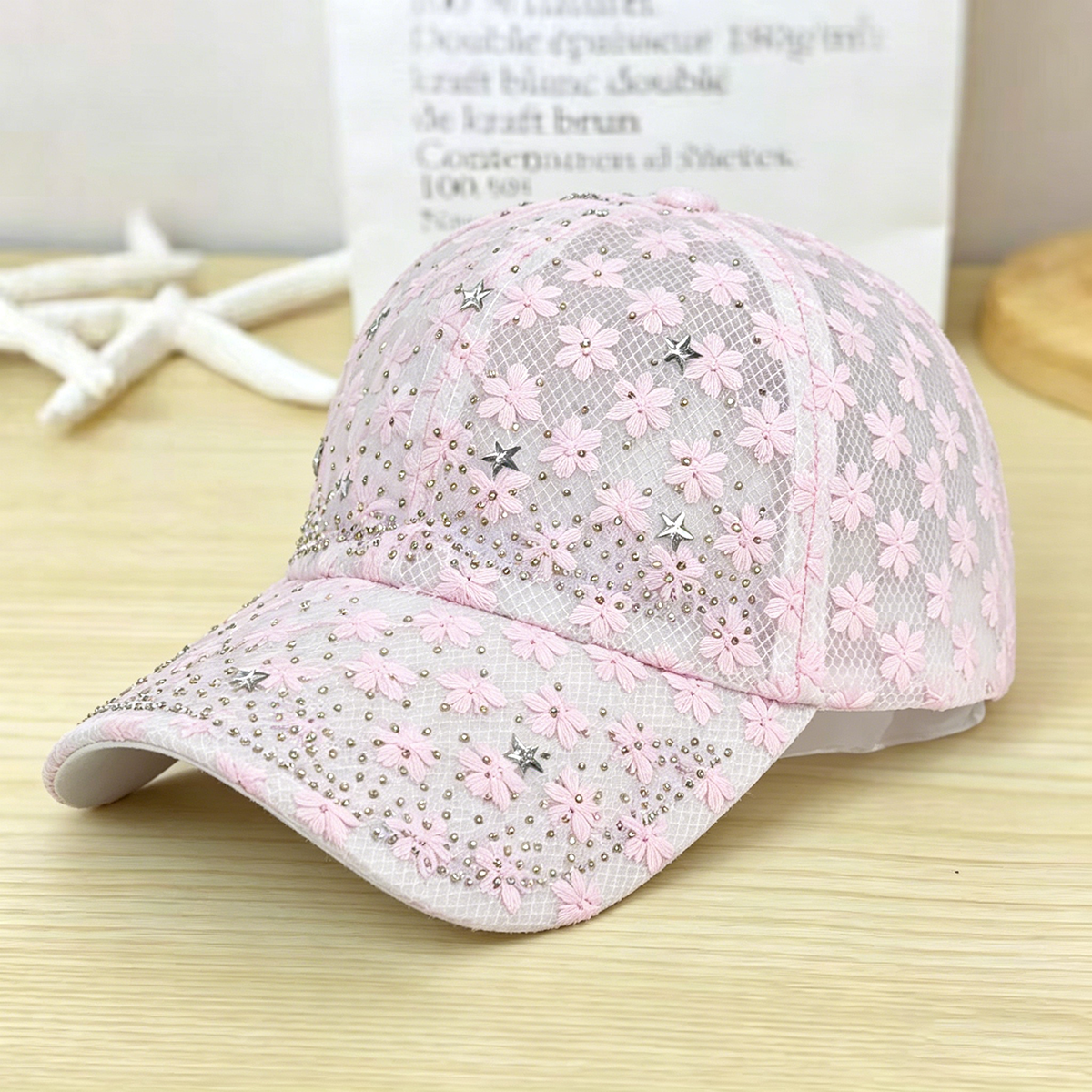 Shiny Rhinestone Lace Flower B - Baseball Cap Structured reseña y precio
