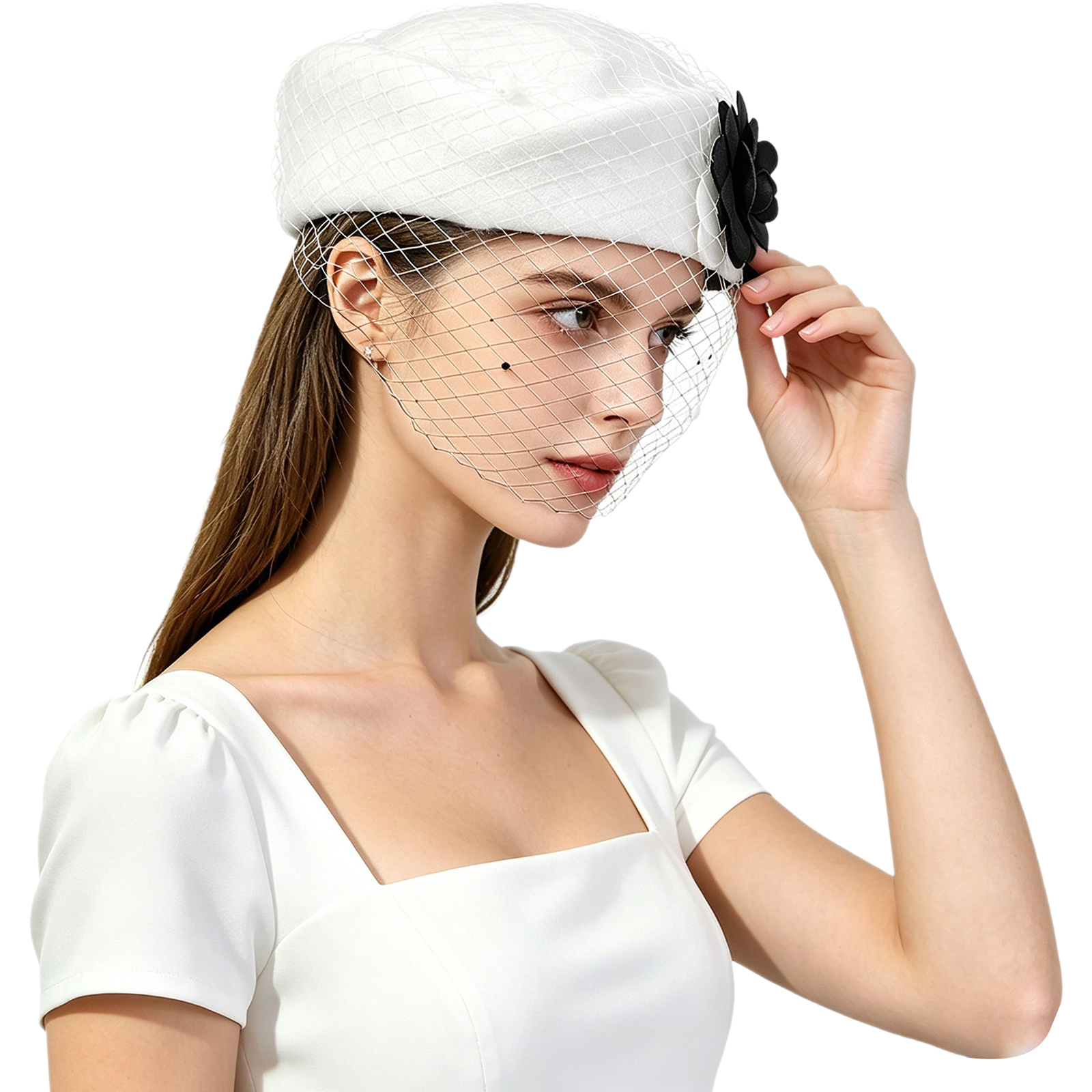 Vintage Artificial Flower Brid - Beret French Wool reseña y precio