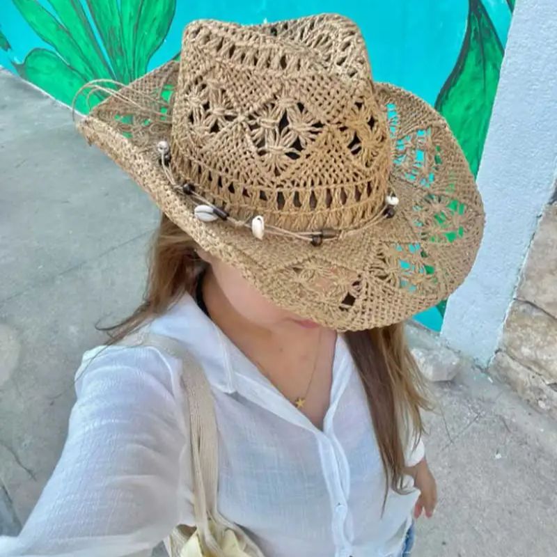 Summer Straw Hat Beach Women M - Cowboy Hat Straw reseña y precio