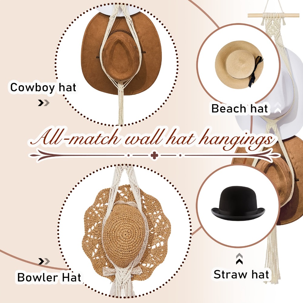Bohemian Macrame Hat Hanger Ha - Sun Hat Wide Brim reseña y precio