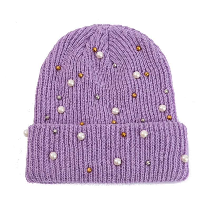Women's Winter Faux Pearl Embe - Beanie Cuffed Knit reseña y precio