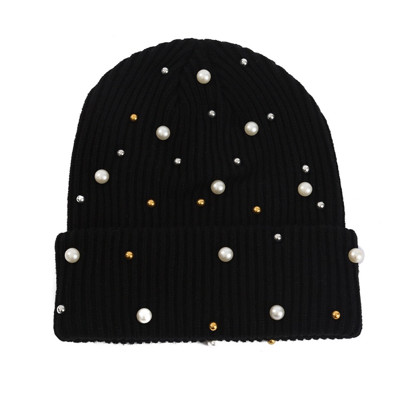 Women's Winter Faux Pearl Embe - Beanie Cuffed Knit reseña y precio