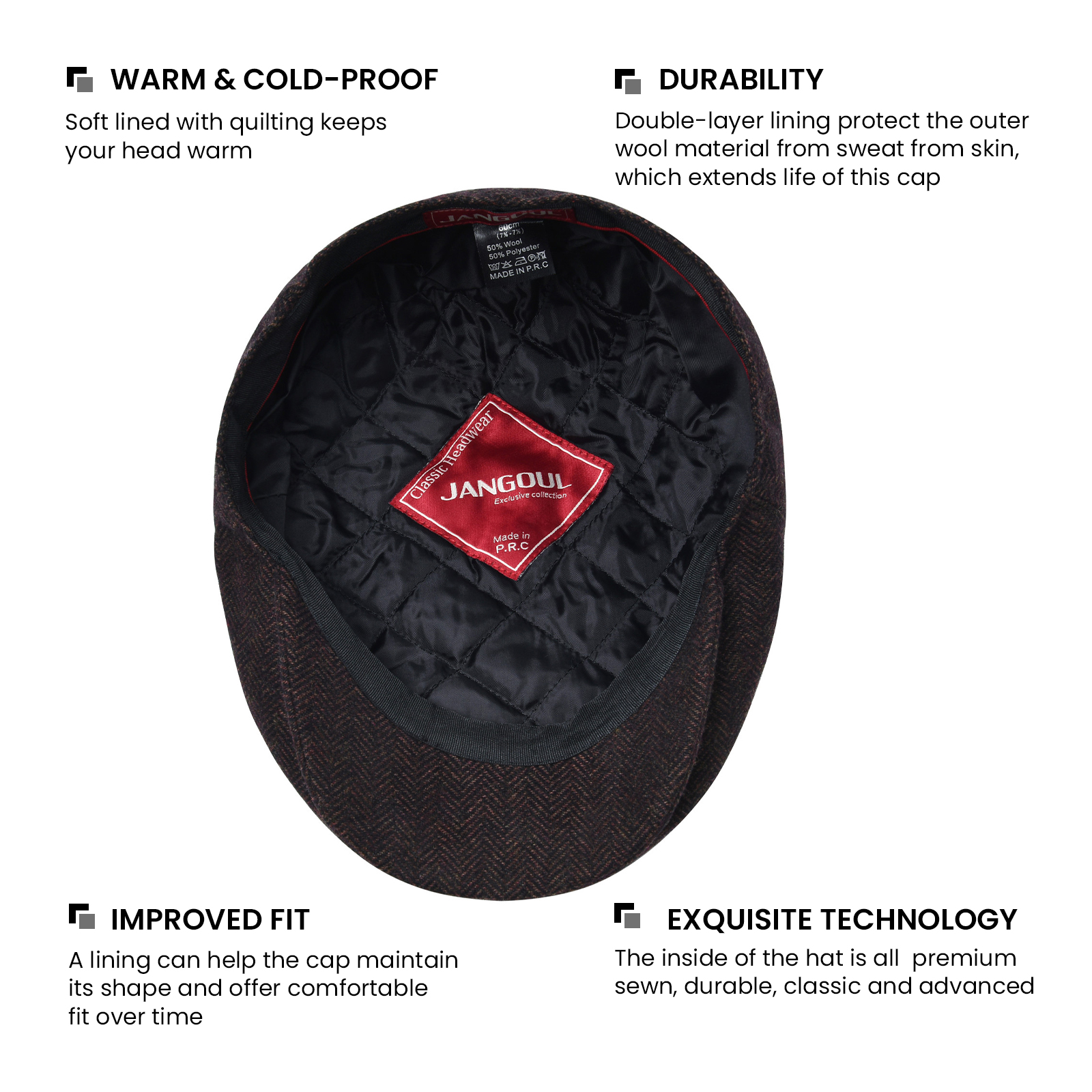 JANGOUL Herringbone Flat Ivy N - Newsboy Cap Ivy reseña y precio