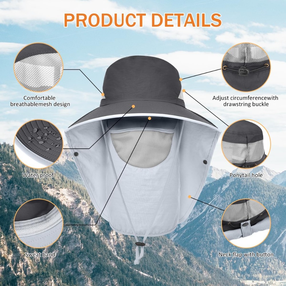Men&Women Wide Brim Fishing Po - Sun Hat Wide Brim reseña y precio